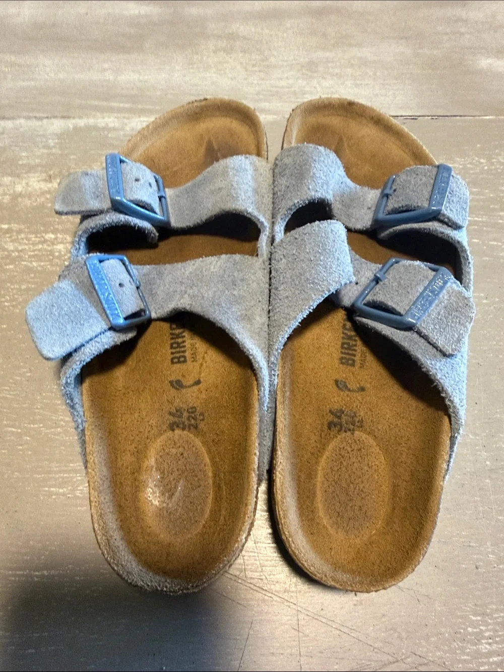 Birkenstock Kids Suede Double-Strap Sandals in Light Blue